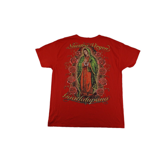 Bold red Virgen de Guadalupe graphic tee Size L - Picture 3 of 6
